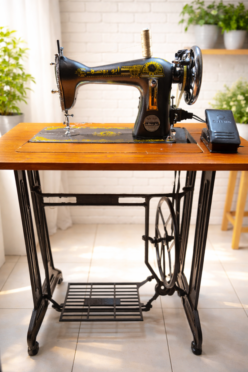 Machine à coudre Abu Yussuf, 3 mois d'utilisation, table incluse